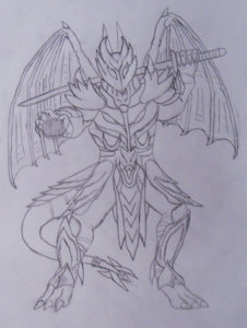 Galion in Daedra armor by Galionskyedragon