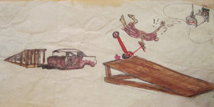 Troll's Stunt Gone Wrong - drawn in 1973 by moyomongoose