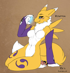 Renamon Relaxing by fluffKevlar