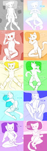 A rainbow of cubs in bed YCHs by DryChicken