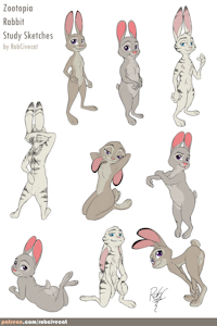 Zootopia Study Sketches - Rabbits by RobCivecat