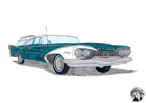 1960 Plymouth Fury Station Wagon - Gift Drawing by moyomongoose