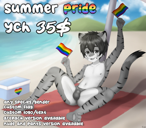 [YCH SALE] Summer Pride, Beach Bondage by caylleen