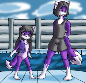 Pool Time! (Aurora and Juto-Ne) by ZeexFoxia