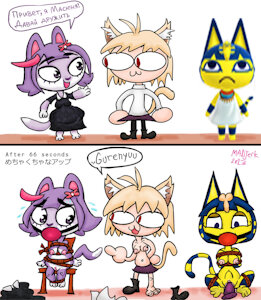 Neco Arc punishes the nasty Masyunya and Ankha by MADJerk