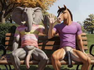 Elephant and Horse at the Park by Logically