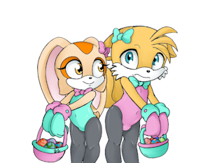 the easter bunny and easter fox by PilloTheStar