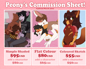 ✨ 2024 Commission Sheet + Info & ToS + Queue Link ✨ by Peony