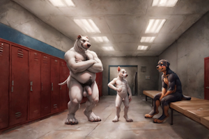 Family trip to public swimming pool - Boys locker by AIcrafter