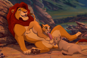 Simba and Nala are pleasing Mufasa by AIcrafter