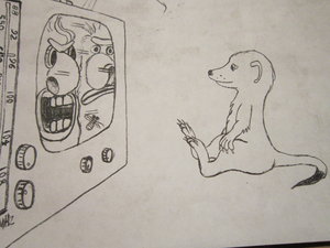 Raphael Meerkat Watching Grit & Grimy's Neighborhood, Hardly a Cub Show by moyomongoose