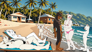 Family Day at the Nude Beach by AIcrafter