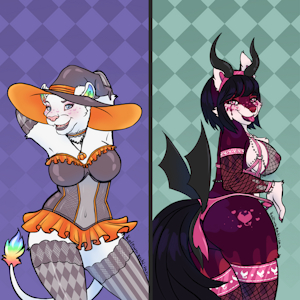 Pumpkin witch & Love demon by KolewazakiSan