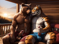 Bear and Tiger: Tender Moment by Logically