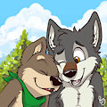 wolves snuggling by pandapaco