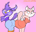 *patreon* Shima and Melissa comparing they're ass sizes. by fourball