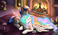 Nightfall and Celestia by the Fireplace by Mingle