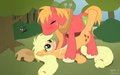 MLP FiM - Commission for SenGrisane (Applejack+Big Mac) by syoeeb