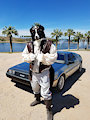 Steampunk Collie with Delorean by TheDarkcollie