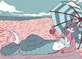 [Commission] Blue-Green Skies, Pink Sands by budgiebin