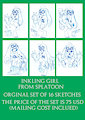 Inking girl sketches originals set ON SALE by salmacisreptile