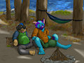 Commission-Camping at the Lake by Tokon