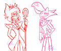 Hazbin Hotel~ Angel and Alastor sketches by GottaGoBlastNSFW