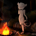 Stripping by the campfire by LuxV