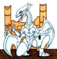 Anzu Feral Anthro Blue Eyes White Dragoness TF V1.0 by Ivanks