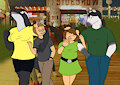 Commissions: "Pigs on a double date" 01 by BonnieandCo