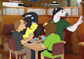Commissions: "Pigs on a double date" 02 by BonnieandCo