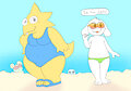 Beachside Bash: Alphys and Asriel by Nishi