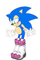 Sonic posing with Rouge's boots by ClassicSatAmSonic
