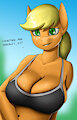 Applejack in a sportbra~ by creatiffy