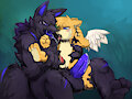 Onyx has fun with little Angel by kake0078