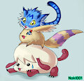 Kyaromon, Wanyamon and Shaomon by Noki001
