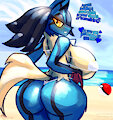 Saber the Lucario's Beach Booty by CepheiFN