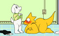 Alphys Inspection Asriel & Ice Wolf by Nishi