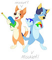 Bingo and Bluey getting ready for shenanigans! by misterpickleman
