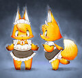 A little fox dressed as a maid