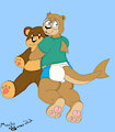 Mochi Snuggling His Teddy by MochiOtter