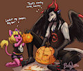 Commission: Mitsy and Damien Carving Pumpkins