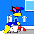 Alex the Fox on a Toilet by CartoonFoxArt2002