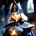 Feline Priestess In Church