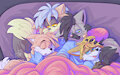Bed of Fluffy Bastards by RoareyRaccoon