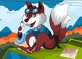 Maxamilion the Fox Day Tour (art trade) by rebeca