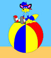 Alex the Fox Sitting on a Giant Beach Ball by CartoonFoxArt2002
