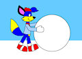 Alex the Fox Rolling a Giant Snowball by CartoonFoxArt2002
