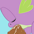 Spike eating his mess by Skunkville