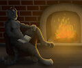 Comm for Byakko110 - Kiran at the fireplace